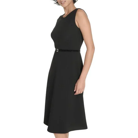 Tommy Hilfiger Women's Sleeveless Scuba Crepe Fit and Flare Midi Dress - Picture 2 of 5